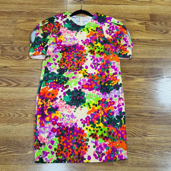 STELLA MCCARTNEY Silk Blend Malia Puff-Sleeve Floral Dress 42 - Picture 15 of 16